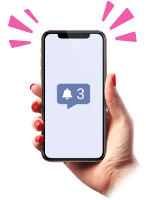 Uma mão segurando um celular exibindo 3 notificações
